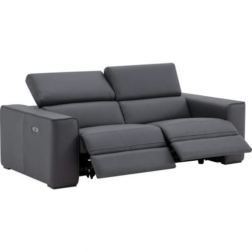 Picasso Power Motion Loveseat in Blue Grey Top Grain Leather